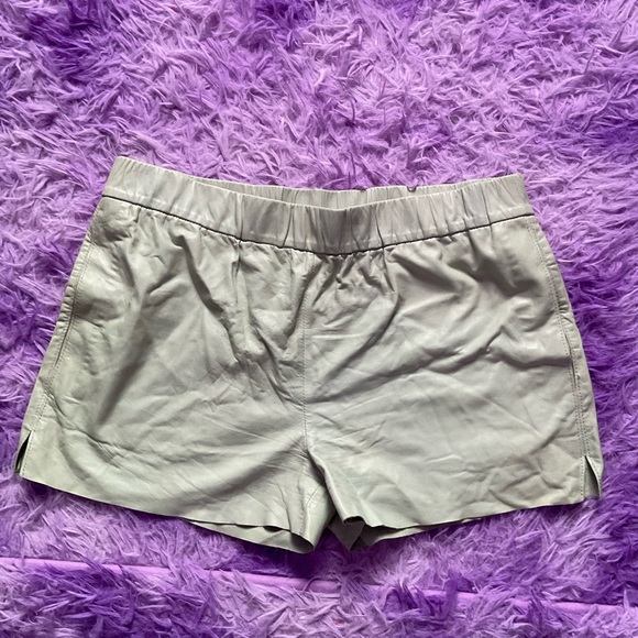 J brand mint green lamb skin leather shorts - Picture 1 of 4
